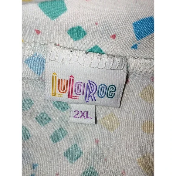 LuLaRoe Maxi Skirt Women's Size 2XL Long Unlined Pull On White Geometric - Picture 6 of 11